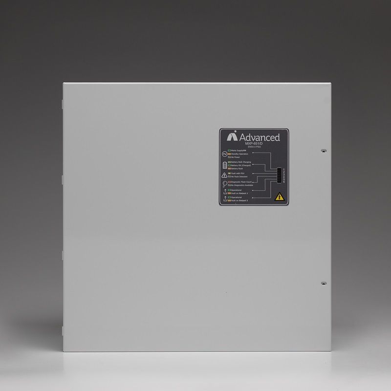 MXP-650 Strømforsyning 24Vdc 2,5 A for  2 x 7Ah batteri